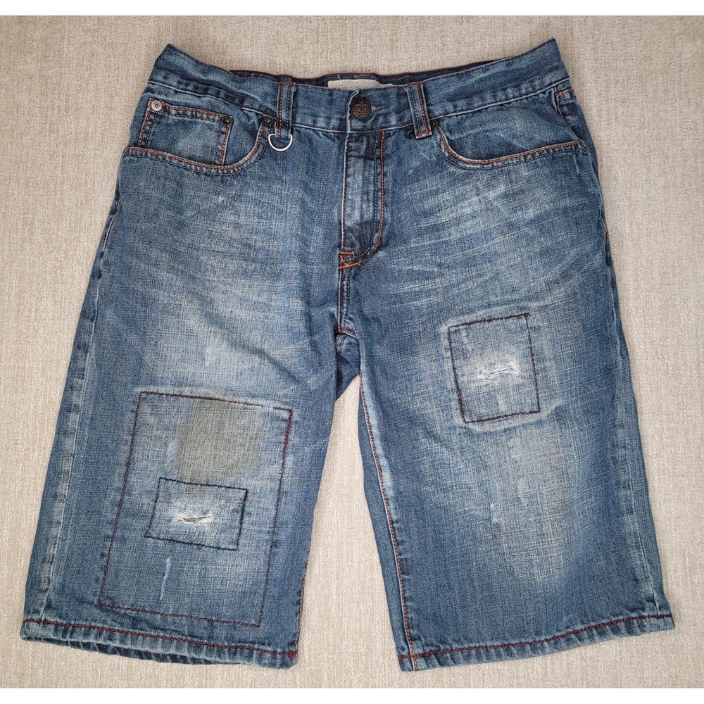 Ecko Unltd Denim Shorts Mens 32 Blue Relaxed Fit‎ Distressed Y2K Hip Hop Skater